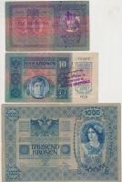 1902. 1000K + 1904. 10K + 1915. 10K mindhárom szerb bélyegzéssel, kettő szerb bélyegekkel is T:III,I...