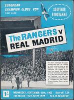 1963 Rangers v. Real Madrid Bajnokcspatok Európa Kupája labdarúgó mérkőzés meccsfüzete Puskás Ferenc a Real csatárának sajét kezű aláírásával! / 1963 Rangers - Real Madrid football match booklet with autograph signature of Puskas Pancho!