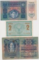 1913. 20K + 1914. 2K + 1915. 10K mindhárom "Tolna Vármegye Bonyhád Község 1919" felülbélye...