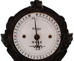 Krups szecessziós konyhai mérleg 10 kg-ig, festett fém, kopott, kisebb zománc hiba a számlapon, jelz...