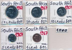 Dél-Afrika 1967. 1c + 5c + 10c + 20c + 50c T:1 South Africa 1967. 1 Cent + 5 Cents + 10 Cents + 20 Cents + 50 Cents C:UNC