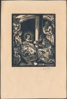 Divéky József (1887-1951): A királyok imádása. Fametszet, papír, jelzett, 10x8 cm