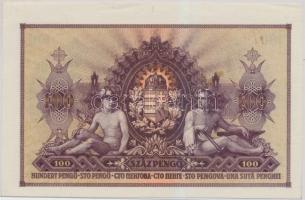 1943. 100P "Szálasi-kiadás" sor- és sorozatszám nélkül T:I-,II hajtatlan, foltos