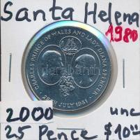 Szent Heléna 1981. 25P "Károly herceg és Diana" T:1- Saint Helena 1981. 25 Pence "Prince Charled and Dinana" C:AU