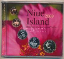 Niue 2009. 5c - 1$ (5xklf) fémpénz szett dísztokban T:BU Niue 2009. 5 Cents - 1 Dollar (5xdiff) coin set in case C:BU