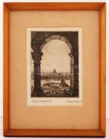 Conrad Gyula (1877-1959): Halászbástyáról. Rézkarc, jelzett, paszpartuban, üvegezett keretben, 21x15...
