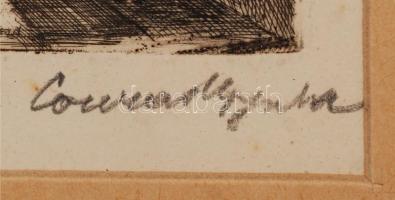 Conrad Gyula (1877-1959): Mátyás templom. Rézkarc, jelzett, paszpartuban, üvegezett keretben, 21x15c...