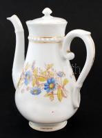 Virágmintás porcelán kiöntő, matricás, kopásnyomokkal, jelzés nélkül, m: 19 cm