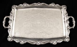 Dekoratív kiöntő készlet, cukortartó (egyik lába ragasztott) és füles tálca, jelzés nélkül, m:7-25 c...