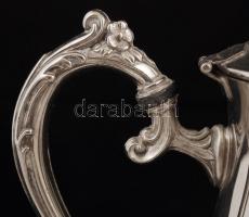 Dekoratív kiöntő készlet, cukortartó (egyik lába ragasztott) és füles tálca, jelzés nélkül, m:7-25 c...