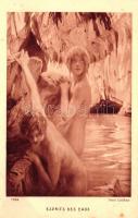 Esprits des Eaux, erotic art postcard s: Paul Chabas (fl)