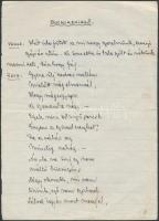 Karády Katalin (1910-1990): Bucsukeringő c. dalnak a művésznő által írt és aláírt változata. 2 beírt oldal