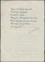 Karády Katalin (1910-1990): Bucsukeringő c. dalnak a művésznő által írt és aláírt változata. 2 beírt...