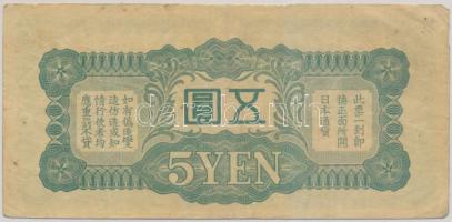 Kína / Japán megszállás 1939. 5Y T:III
China / Japanese occupation 1939. 5 Yen C:F