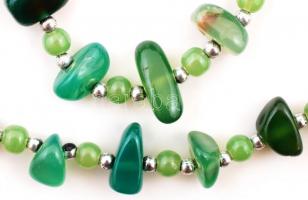 Zöld köves nyaklánc, h: 53 cm