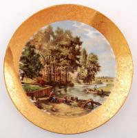 STW Bavaria pecázók dísztányér (J.C. von Hunnik után), matricás, jelzett, karcos, d:29 cm