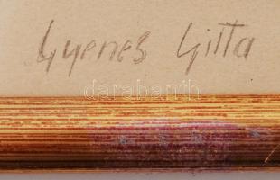 Gyenes jelzéssel: Ösvény a patakon át, ceruza, papír, üvegezett fa keretben, 25,5×33,5 cm