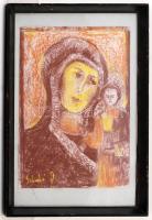Szántó jelzéssel: Madonna a kis Jézussal, pasztell, papír, üvegezett fa keretben, 29,5×21 cm