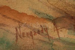 Neogrády jelzéssel: A hátsó kert tavasszal, akvarell, papír, fa keretben, 28×42 cm