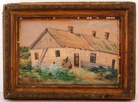 Neogrády jelzéssel: A hátsó kert tavasszal, akvarell, papír, fa keretben, 28×42 cm