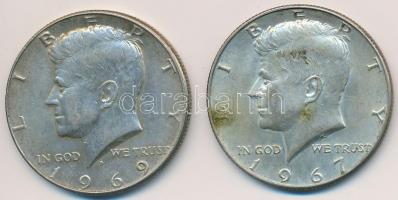 Amerikai Egyesült Államok 1967-1969. 1/2$ Ag Kennedy (2x) T:2 USA 1967-1969. 1/2 Dollar Ag Kennedy (2x) C:XF