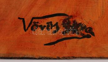 Vörös jelzéssel: A templom előtti tér, olaj, farost, 72,5×50 cm