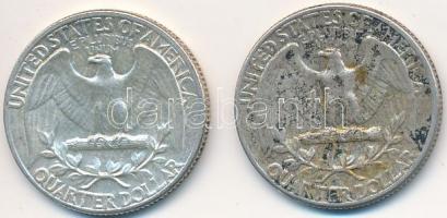 Amerikai Egyesült Államok 1964. 1/4$ Ag Washington Quarter (2x) T:3 USA 1964. 1/4 Dollar Ag Washington Quarter (2x) C:F