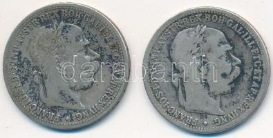 Ausztria 1893-1895. 1K Ag "Ferenc József" (2x) T:3
Austria 1893-1895. 1 Corona Ag "Fr...