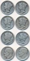 Amerikai Egyesült Államok 1937-1948. 1D Ag (8x) "Mercury" + "Roosevelt" T:2-
USA...