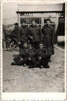 1944 Huszt, honvédek, Rákóczi üzlet / Hungarian soldiers, shop, group photo (EK)