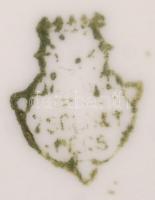 Zsolnay virág mintás tál, matricás, jelzett, kopott, 25×36 cm