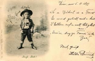 1897 Grüss Gott! Verlag L. Schaller / Austrian boy, folklore