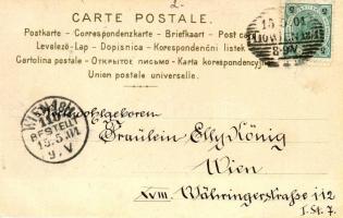 Romantic couple from Tirol, folklore, floral litho