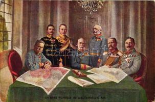 Wilhelm II, Franz Joseph, Charles IV, Hindenburg, Wilhelm German Crown Prince, B.K.W.I. 247/74. (EK)