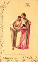 Gently erotic litho postcard, H. G. R. (Geiger)