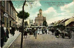 Poprád, Fő tér, piac, étterem / main square, market, restaurant