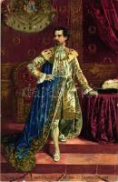 König Ludwig II als Grossmeister des St. Georges-Ordens / King Ludwig II of Bavaria, litho, artist signed