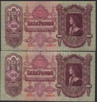 1930. 100P "*" "Szálasi" (4x) egymásutáni sorszámokkal T:I
