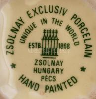 Zsolnay búzavirág mintás ékszeres dobozka, kézzel festett, jelzett, hibátlan, kopott, 7×6 cm