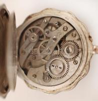 Ezüst (Ag.) zsebóra belső fedelén "Remontoir Cylindre 10 rubins" felirattal, jelzett (84),...