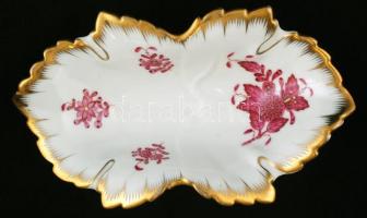 Herendi Apponyi mintás tálka, kézzel festett, jelzett, kopott, h:14,5 cm