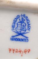 Herendi Apponyi mintás tálka, kézzel festett, jelzett, kopott, h:14,5 cm