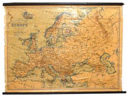 cca 1910 Bacons Excelsior vászon Európa térkép az időzónákkal / cca 1910 Vintage map of Europe on canvas 100x70 cm