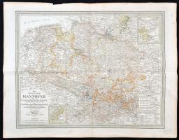 1845 C. F. Weiland: Hannoveri királyság térképe. Nagyméretű, rézmetszet. / Large map of Kingdom of Hannover. Large etched map. 70x60 cm