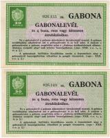 1930. 30P Gabonalevél (2x) kevés ugrású sorszámokkal T:I
