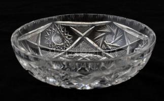 Kristály tálka, d:15cm, kristály bonbonier fedővel, m:8cm, hibátlan