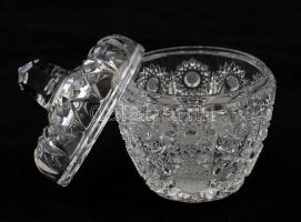 Kristály tálka, d:15cm, kristály bonbonier fedővel, m:8cm, hibátlan