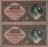 1945. 1000P (4x) egymásutáni sorszámokkal, azonos lemezhibával (ő betűben vízszintes vonal!) T:I