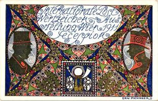 1911 Wien, Internazionale Post Wertzeichen Ausstellung / International Postage Stamp Exhibition, Art Nouveau, 10 Heller Ga. s: Erwin Puchinger