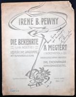 cca 1896 Kotta a zeneszerző, Pewny Irén saját kézzel írt ajánlásával az Operaház pénztárnokának